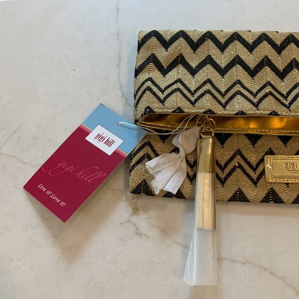 Gigi Hill Gold Metallic Clutch purse - Picture 5 of 5